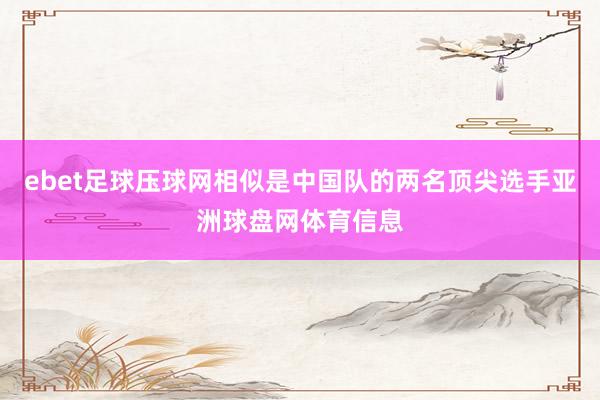 ebet足球压球网相似是中国队的两名顶尖选手亚洲球盘网体育信息