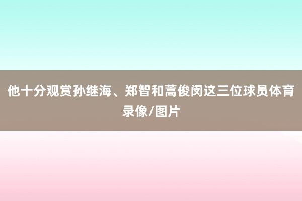 他十分观赏孙继海、郑智和蒿俊闵这三位球员体育录像/图片