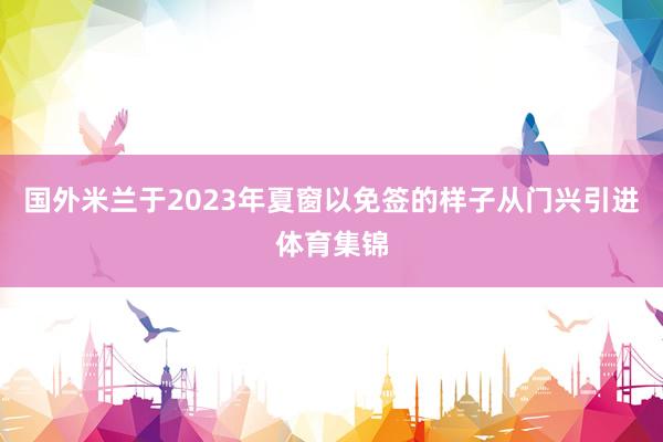 国外米兰于2023年夏窗以免签的样子从门兴引进体育集锦