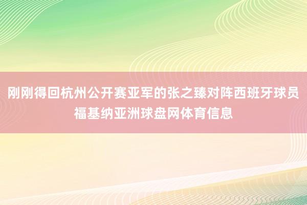 刚刚得回杭州公开赛亚军的张之臻对阵西班牙球员福基纳亚洲球盘网体育信息